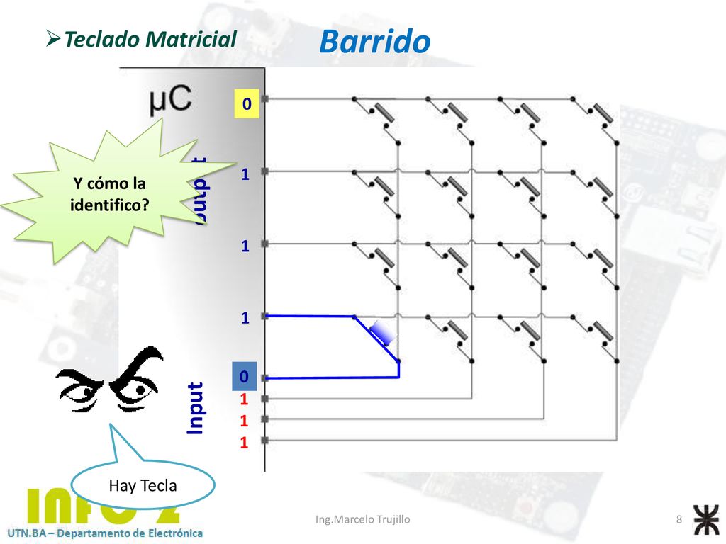Barrido Teclado Matricial output Input 1 Y cómo la identifico 1