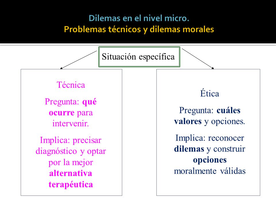 Dilemas en el nivel micro. Problemas técnicos y dilemas morales