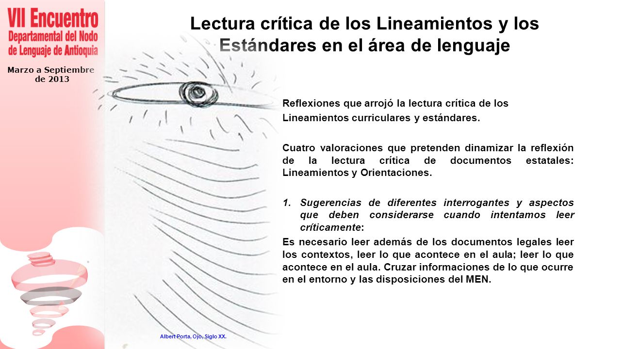 Lectura crítica de los Lineamientos y los Estándares en el área de lenguaje