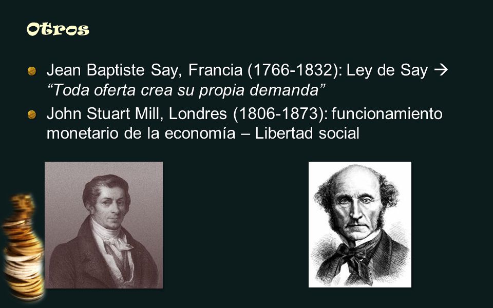 Otros Jean Baptiste Say, Francia ( ): Ley de Say  Toda oferta crea su propia demanda