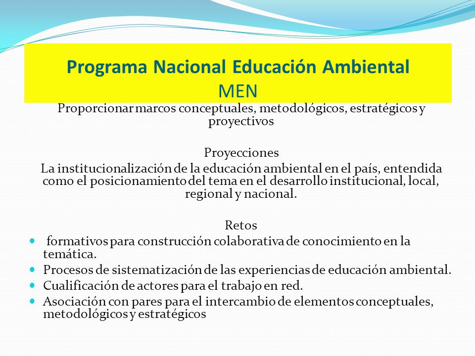 Programa Nacional Educación Ambiental MEN