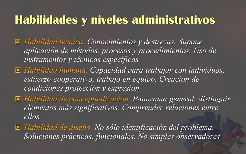 Habilidades y niveles administrativos