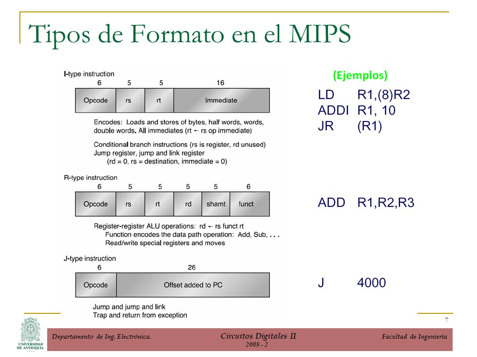 Tipos de Formato en el MIPS