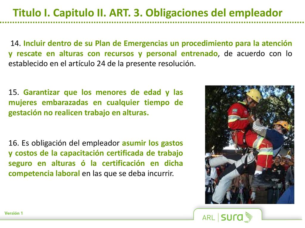 Titulo I. Capitulo II. ART. 3. Obligaciones del empleador