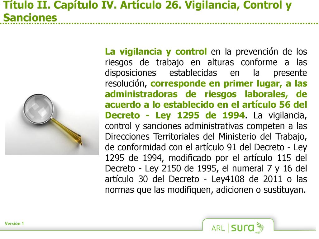 Título II. Capítulo IV. Artículo 26. Vigilancia, Control y Sanciones