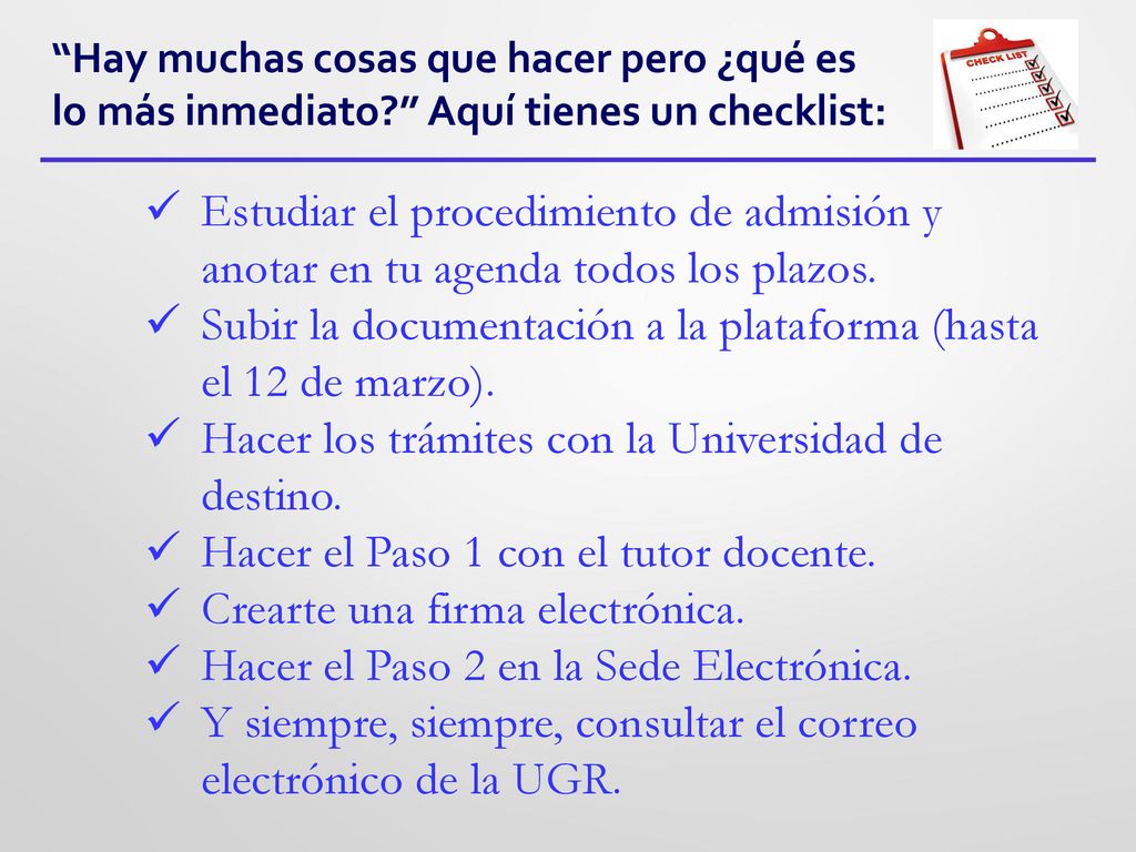Subir la documentación a la plataforma (hasta el 12 de marzo).
