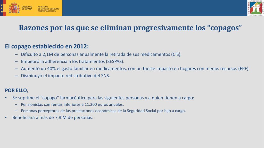 Razones por las que se eliminan progresivamente los copagos