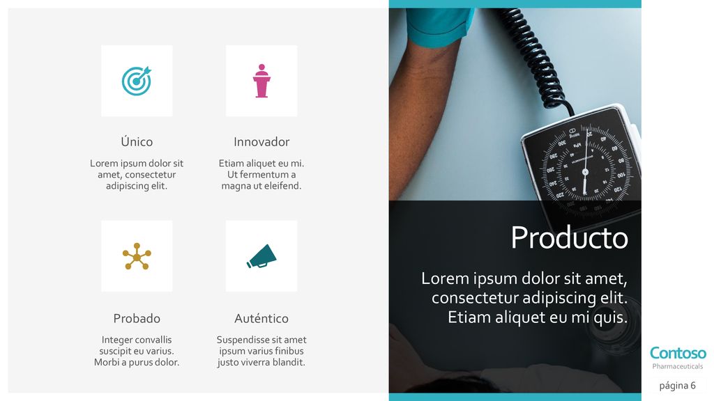 Único Innovador. Lorem ipsum dolor sit amet, consectetur adipiscing elit. Etiam aliquet eu mi. Ut fermentum a magna ut eleifend.