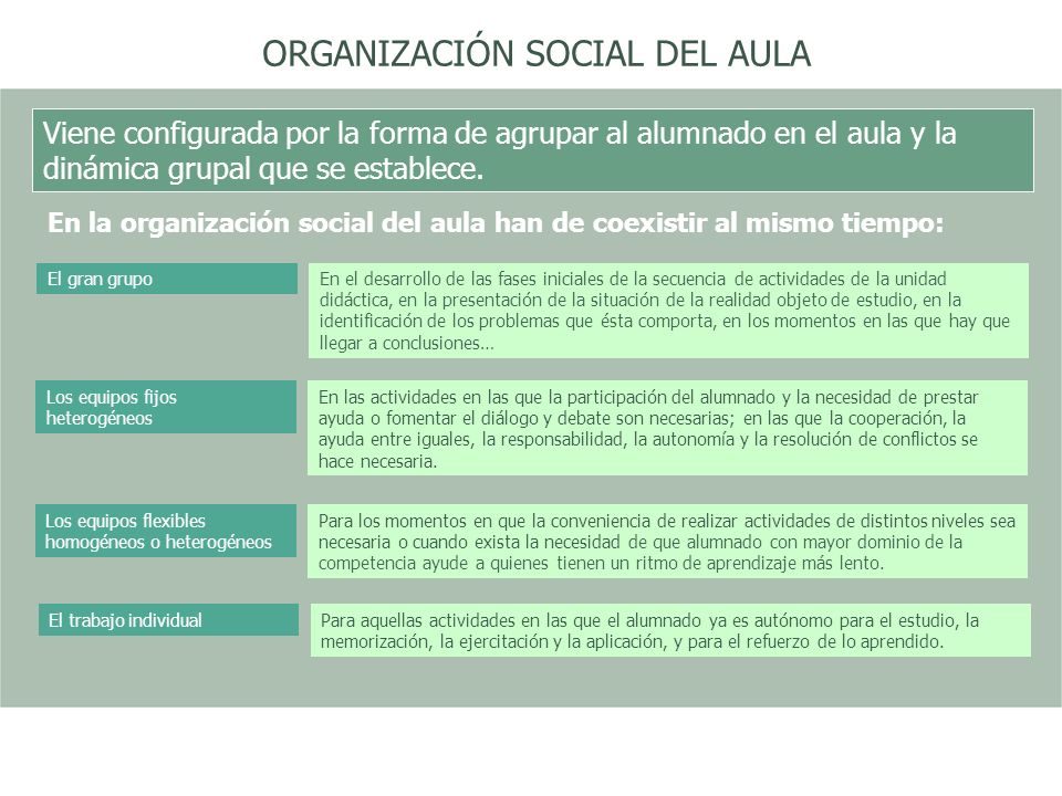 ORGANIZACIÓN SOCIAL DEL AULA