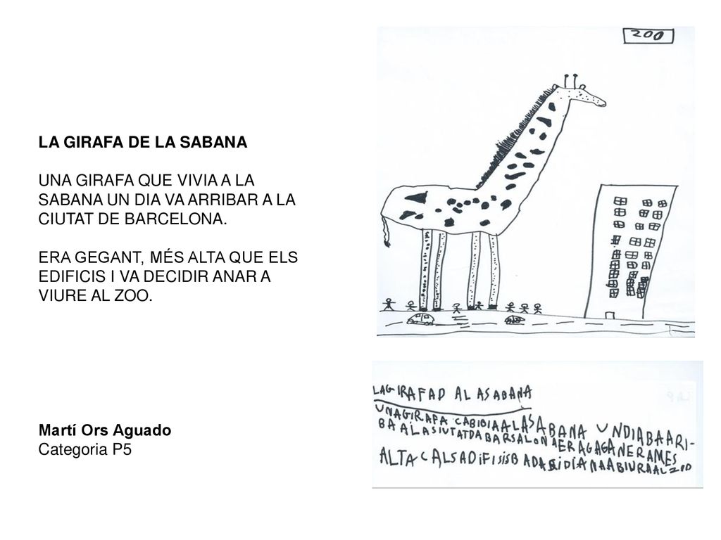 LA GIRAFA DE LA SABANA UNA GIRAFA QUE VIVIA A LA SABANA UN DIA VA ARRIBAR A LA CIUTAT DE BARCELONA.