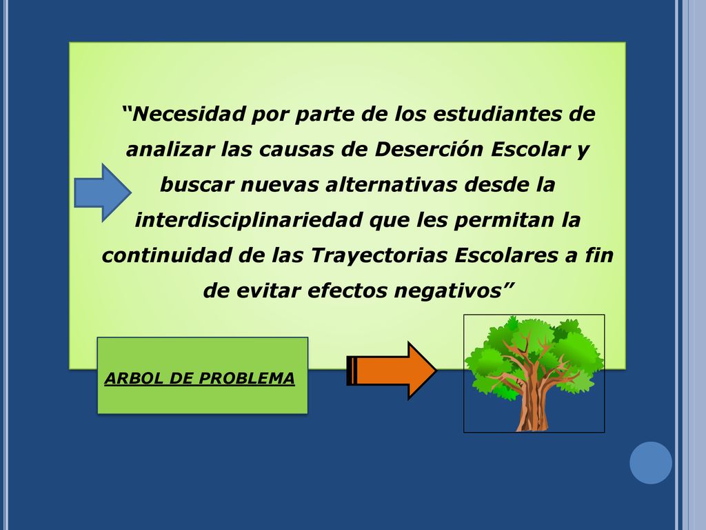 Necesidad por parte de los estudiantes de analizar las causas de Deserción Escolar y buscar nuevas alternativas desde la interdisciplinariedad que les permitan la continuidad de las Trayectorias Escolares a fin de evitar efectos negativos