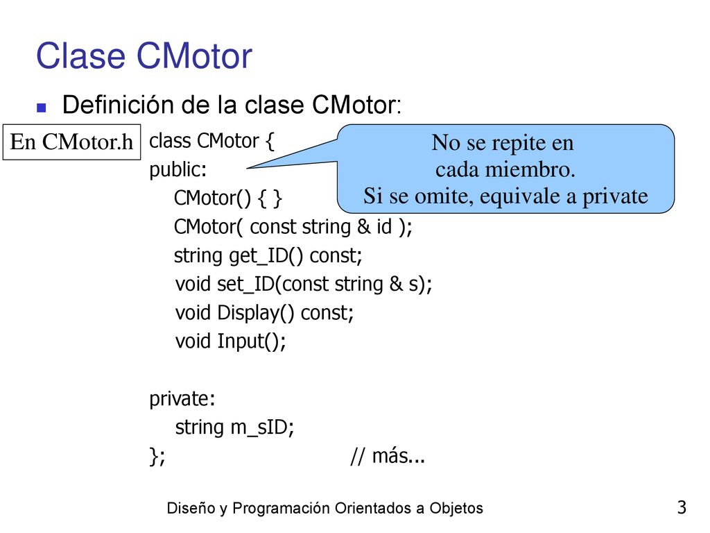 Clase CMotor Definición de la clase CMotor: En CMotor.h