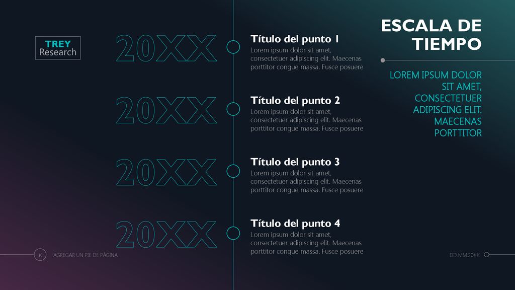 20XX 20XX 20XX 20XX ESCALA DE TIEMPO Título del punto 1
