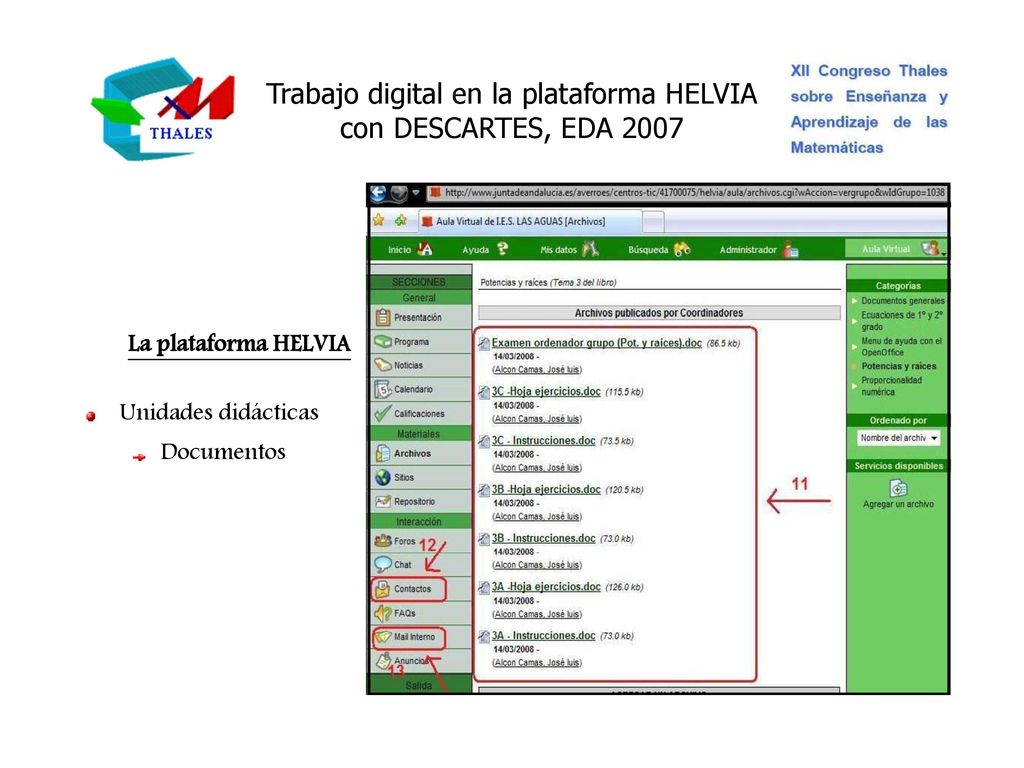 Trabajo digital en la plataforma HELVIA con DESCARTES, EDA 2007