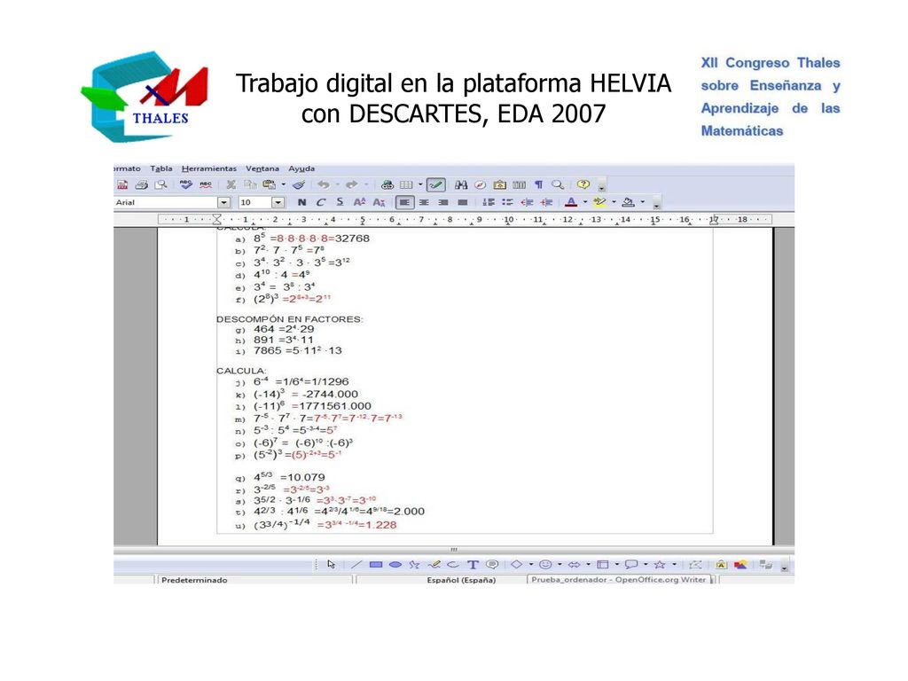 Trabajo digital en la plataforma HELVIA con DESCARTES, EDA 2007