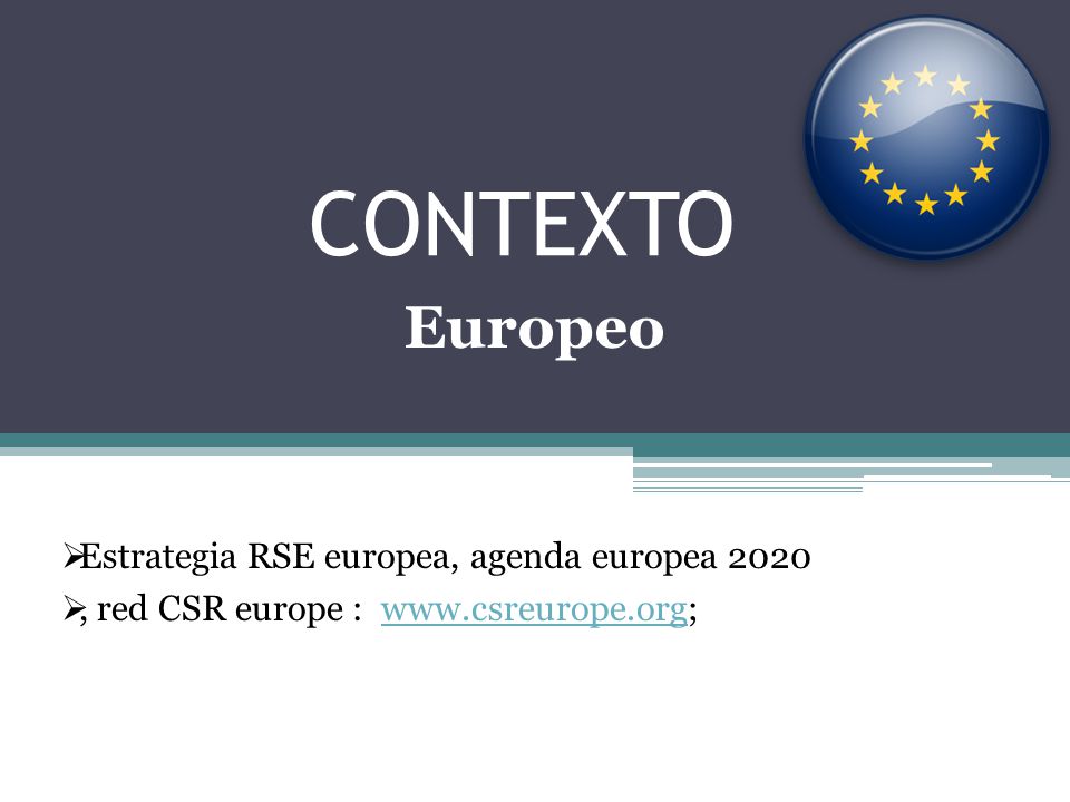 CONTEXTO Europeo Estrategia RSE europea, agenda europea 2020