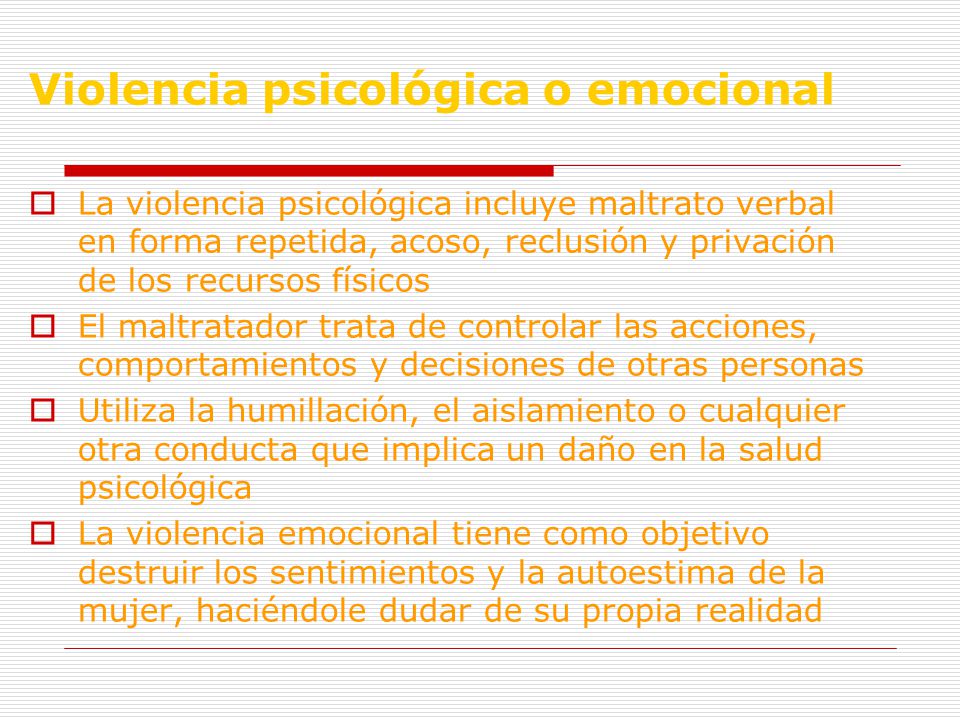 Violencia psicológica o emocional
