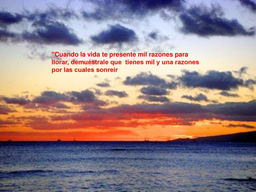 Cuando la vida te presente mil razones para llorar, demuéstrale que tienes mil y una razones por las cuales sonreír