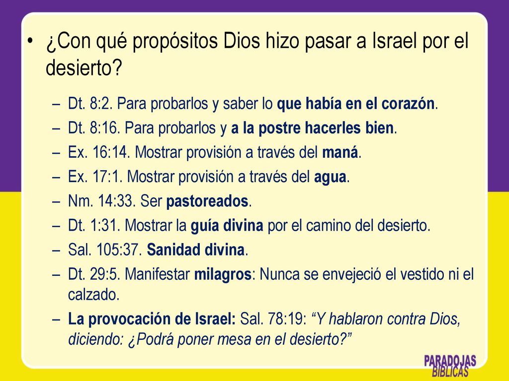 ¿Con qué propósitos Dios hizo pasar a Israel por el desierto