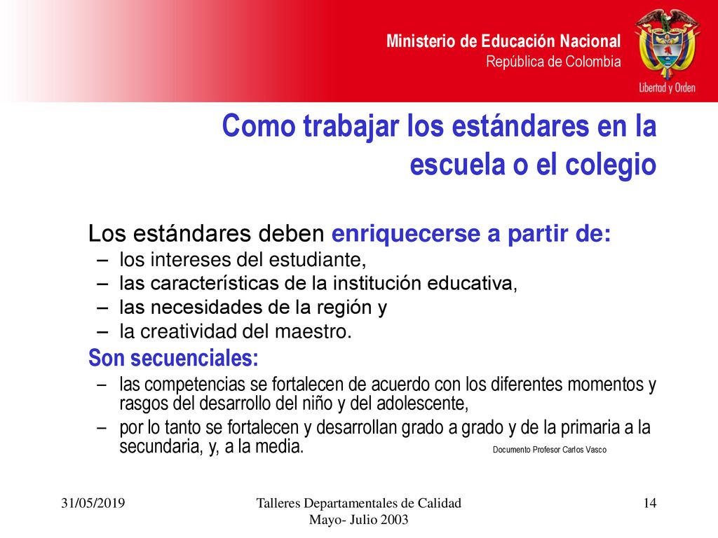 Como trabajar los estándares en la escuela o el colegio