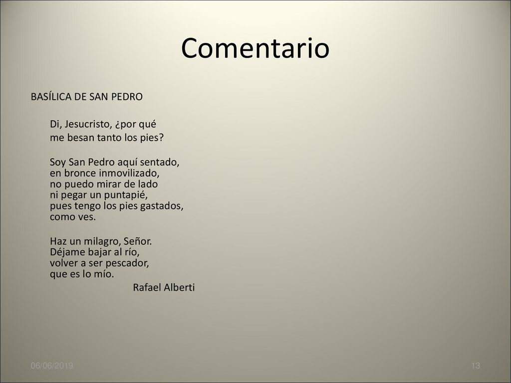 Comentario BASÍLICA DE SAN PEDRO Di, Jesucristo, ¿por qué