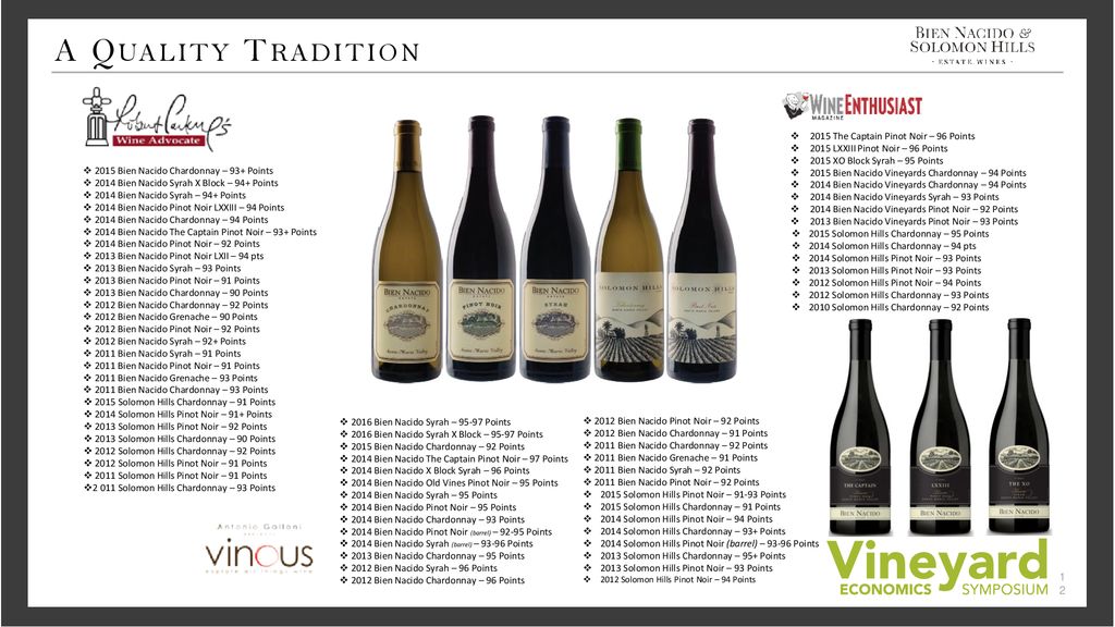 A Quality Tradition The Captain Pinot Noir – 96 Points