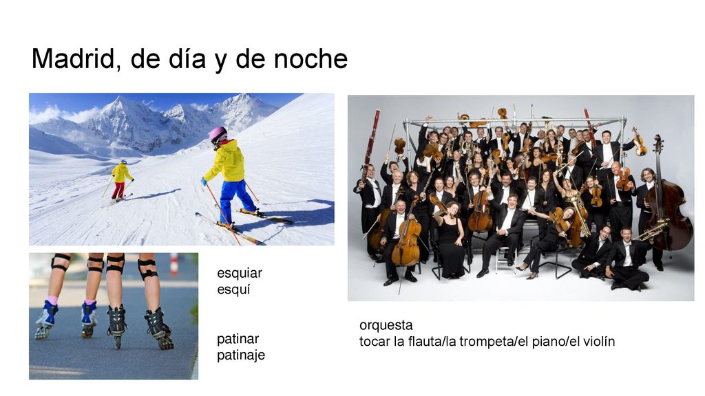 Madrid, de día y de noche esquiar esquí patinar patinaje orquesta