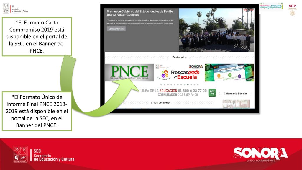 *El Formato Carta Compromiso 2019 está disponible en el portal de la SEC, en el Banner del PNCE.