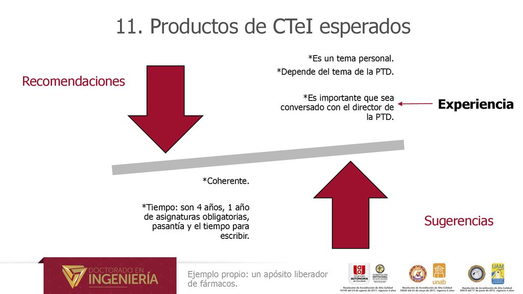 11. Productos de CTeI esperados