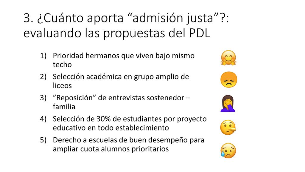 3. ¿Cuánto aporta admisión justa : evaluando las propuestas del PDL