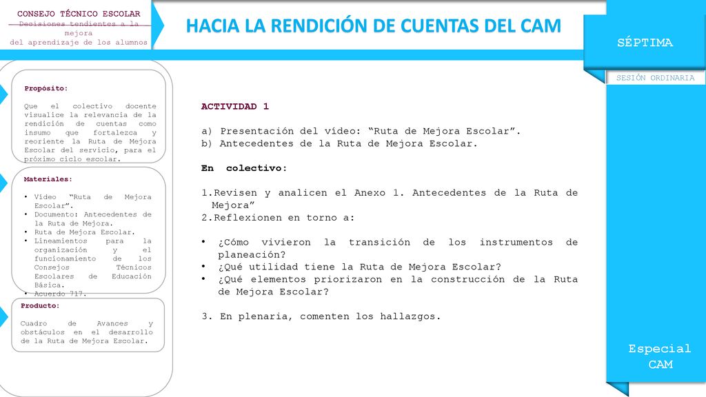 CONSEJO TÉCNICO ESCOLAR HACIA LA RENDICIÓN DE CUENTAS DEL CAM