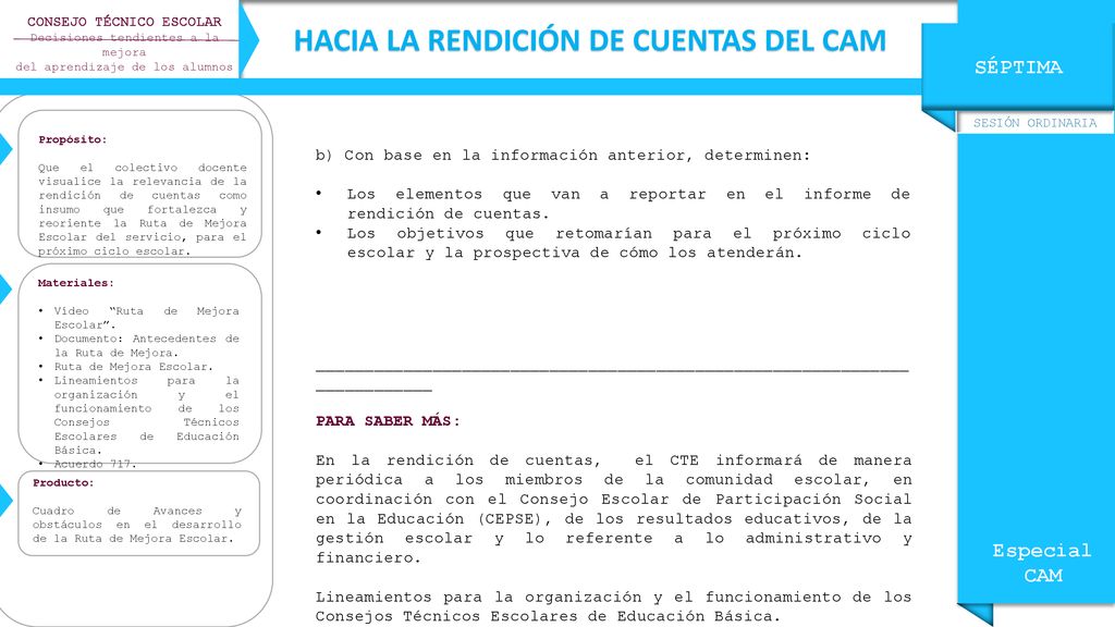 CONSEJO TÉCNICO ESCOLAR HACIA LA RENDICIÓN DE CUENTAS DEL CAM