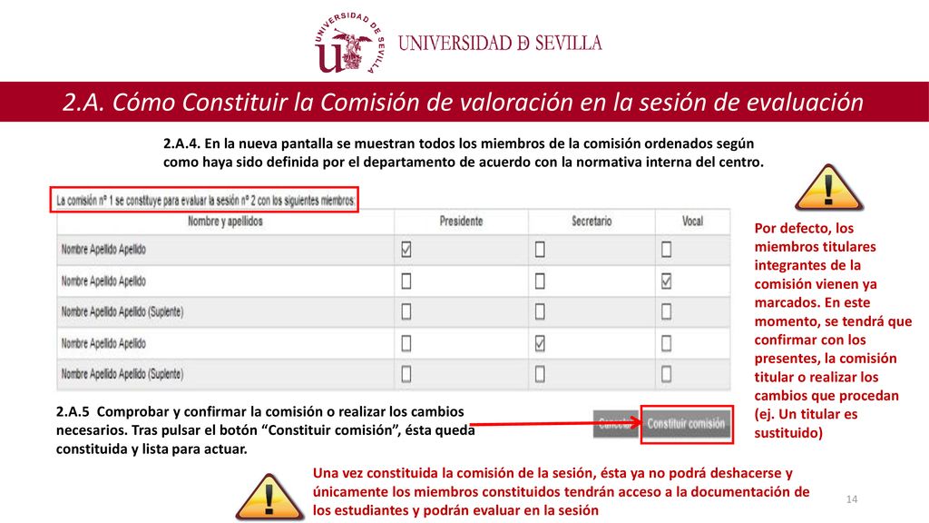 2.A. Cómo Constituir la Comisión de valoración en la sesión de evaluación
