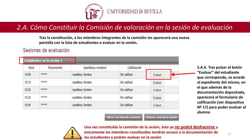 2.A. Cómo Constituir la Comisión de valoración en la sesión de evaluación
