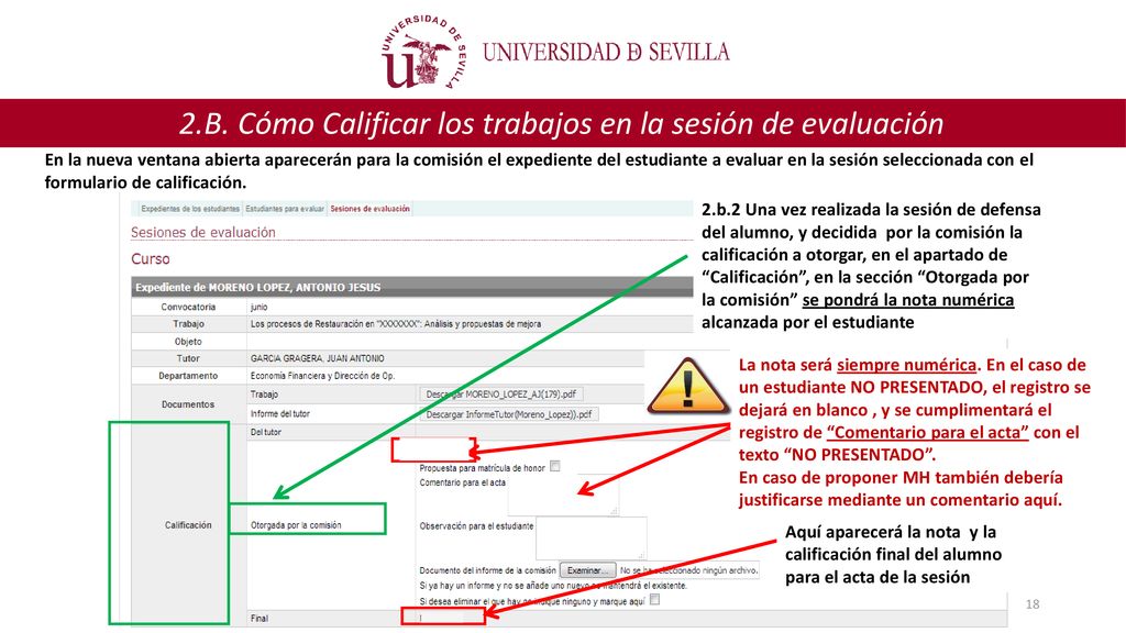 2.B. Cómo Calificar los trabajos en la sesión de evaluación