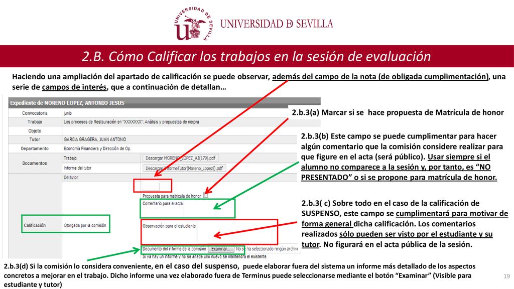 2.B. Cómo Calificar los trabajos en la sesión de evaluación