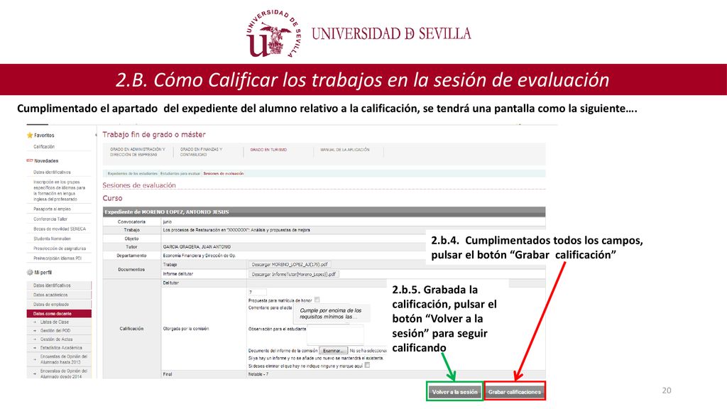 2.B. Cómo Calificar los trabajos en la sesión de evaluación