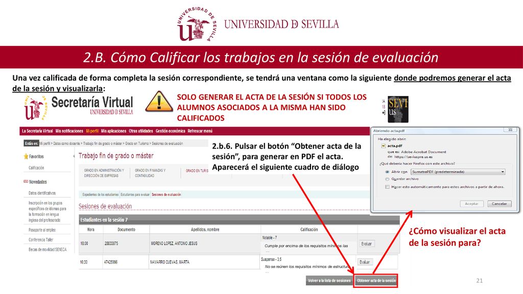 2.B. Cómo Calificar los trabajos en la sesión de evaluación