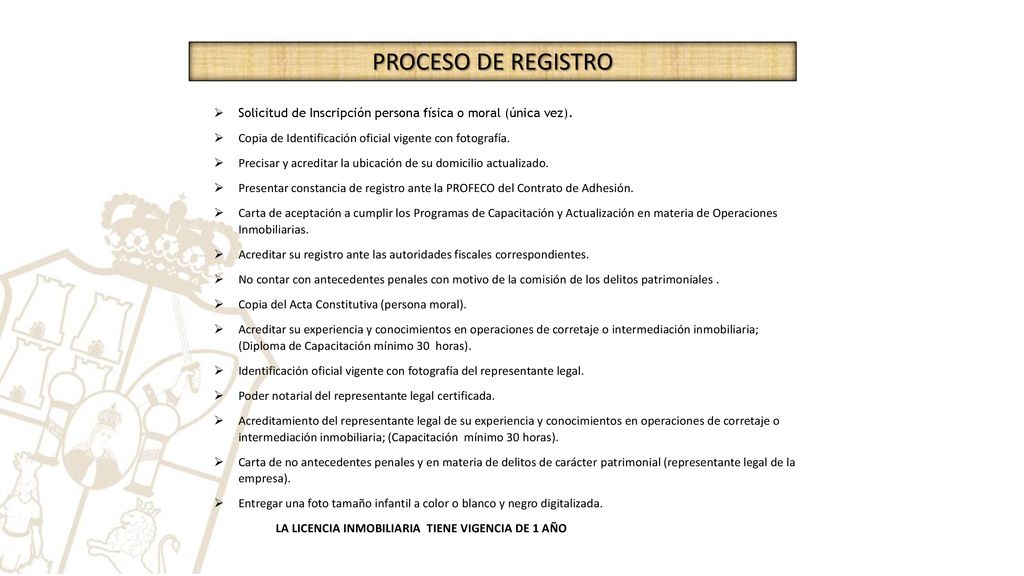 PROCESO DE REGISTRO Solicitud de Inscripción persona física o moral (única vez). Copia de Identificación oficial vigente con fotografía.
