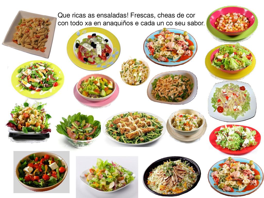 Que ricas as ensaladas! Frescas, cheas de cor