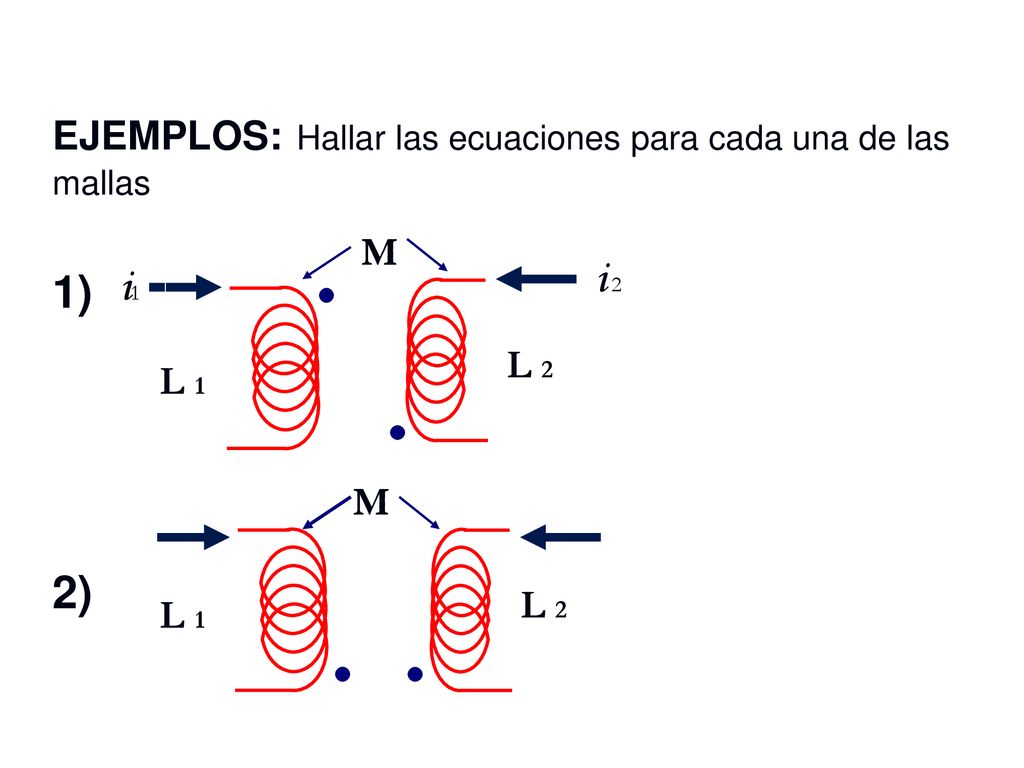 EJEMPLOS: Hallar las ecuaciones para cada una de las mallas 1) 2)