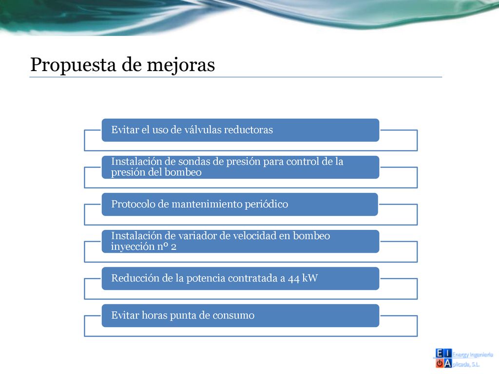 Propuesta de mejoras Evitar el uso de válvulas reductoras