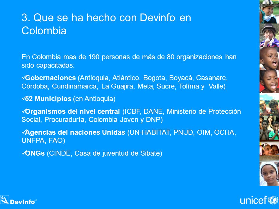 3. Que se ha hecho con Devinfo en Colombia