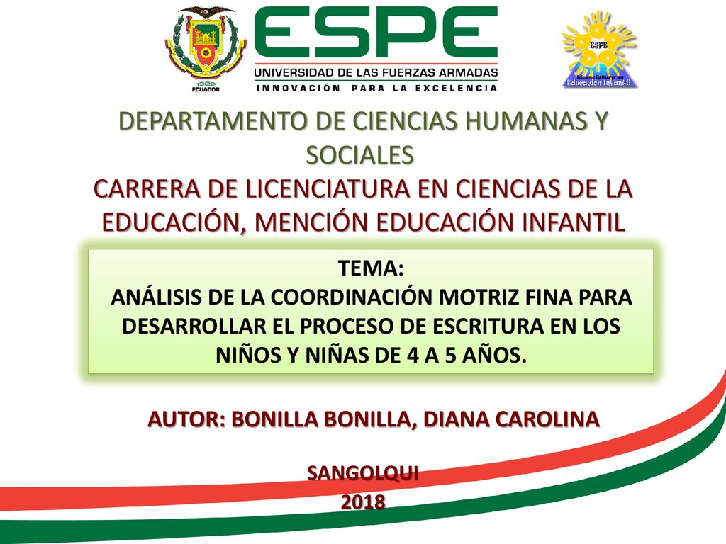 DEPARTAMENTO DE CIENCIAS HUMANAS Y SOCIALES CARRERA DE LICENCIATURA EN CIENCIAS DE LA EDUCACIÓN, MENCIÓN EDUCACIÓN INFANTIL