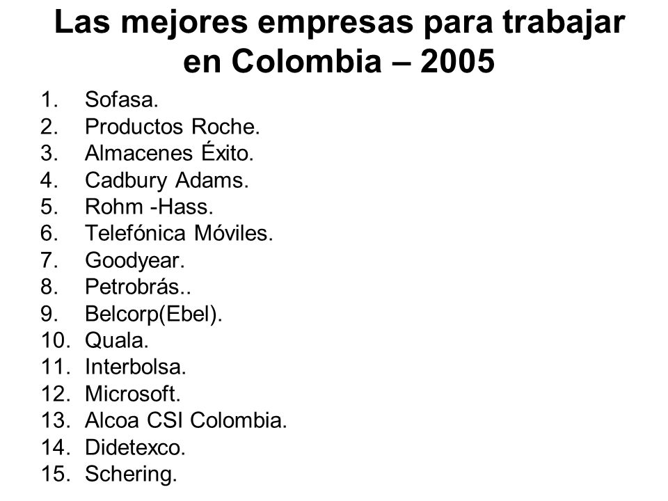 Las mejores empresas para trabajar en Colombia – 2005