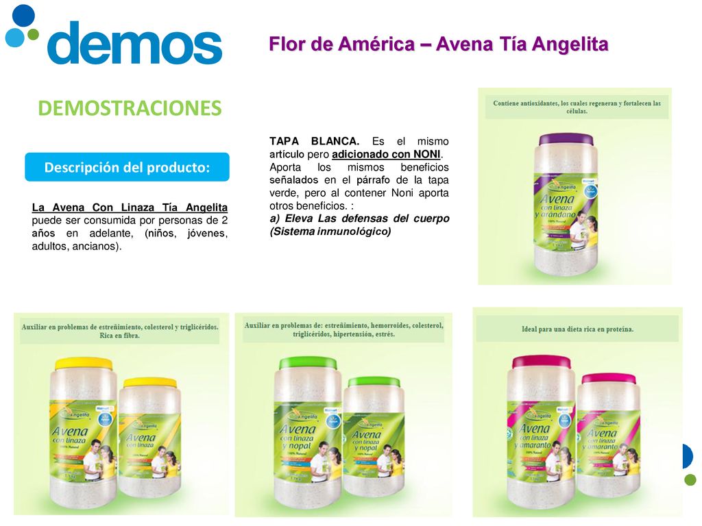 Flor de América – Avena Tía Angelita Descripción del producto: