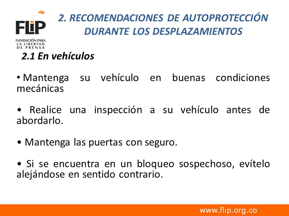 2. RECOMENDACIONES DE AUTOPROTECCIÓN DURANTE LOS DESPLAZAMIENTOS