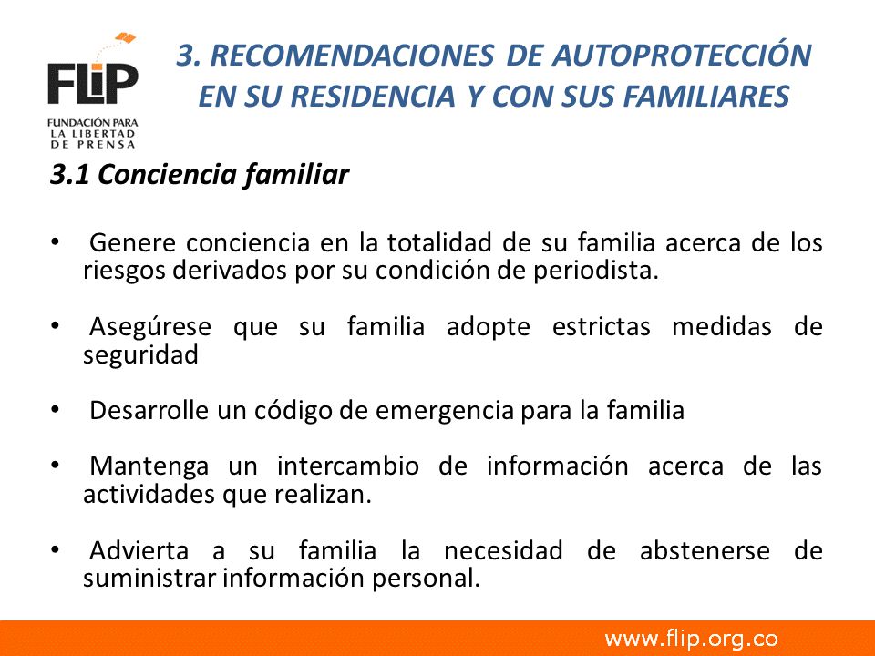 3. RECOMENDACIONES DE AUTOPROTECCIÓN EN SU RESIDENCIA Y CON SUS FAMILIARES
