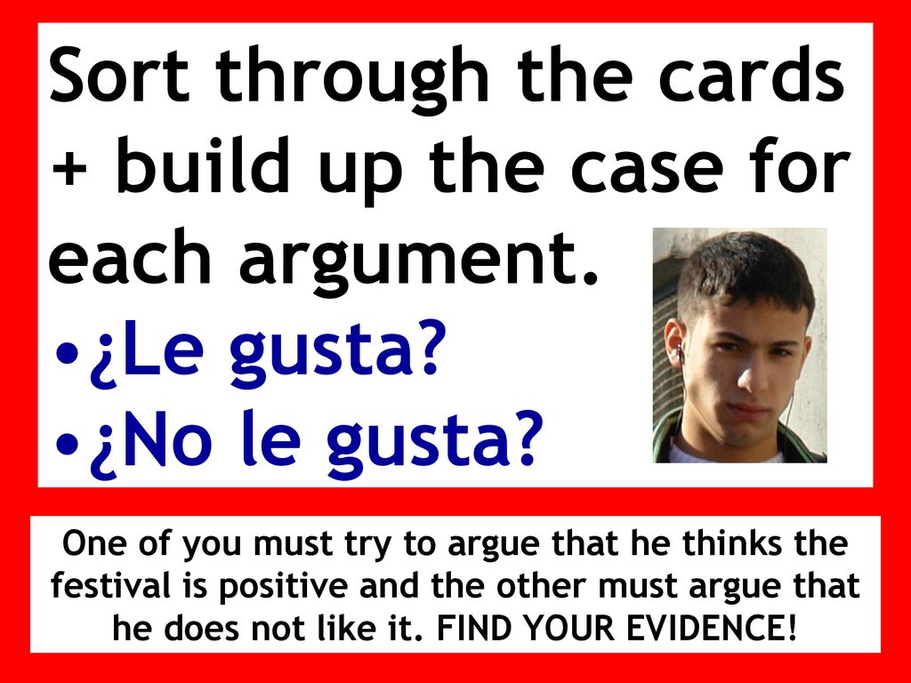 Sort through the cards + build up the case for each argument.
