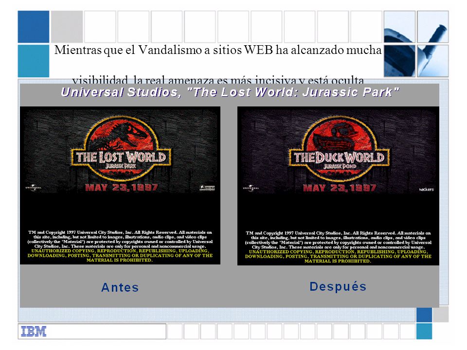 Mientras que el Vandalismo a sitios WEB ha alcanzado mucha visibilidad, la real amenaza es más incisiva y está oculta